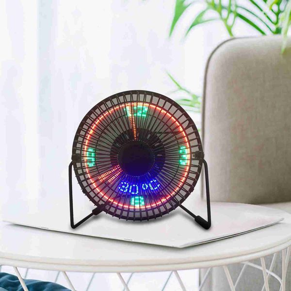 Elektrikli fanlar LED USB Saat Fanı Gerçek Zamanlı Ekran İşlevi Yaz Ofis Yurt Odası Aile Travelh240308