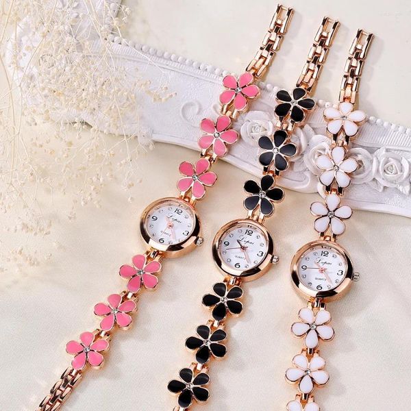 Orologi da polso Moda piccoli orologi da donna 2024 lusso strass fiore braccialetto cinturino in acciaio inossidabile abito orologio femminile Relogio