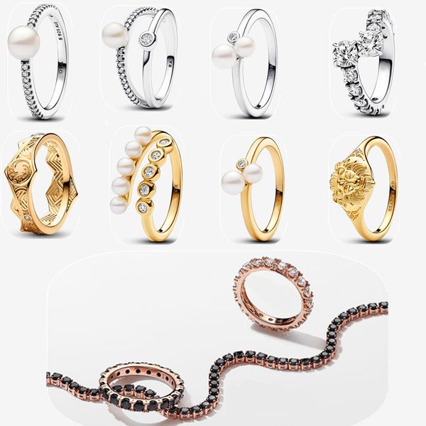 Novo designer de anel de casamento para mulheres joias presente clássico colar pulseira DIY fit Pandoras Games of Thrones Pérolas cultivadas Pedras Brincos de anel aberto conjunto com caixa