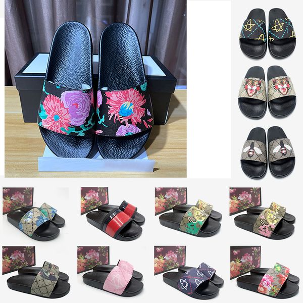 2024 Designer-Sandalen, Hausschuhe, Paris, Gummi, Herren-Slides, Sandalen mit floralem Brokat, Damen-Männer-Slipper, flache Böden, Flip-Flops, Blumenkarton, Mule, Woody-Strand-Slides