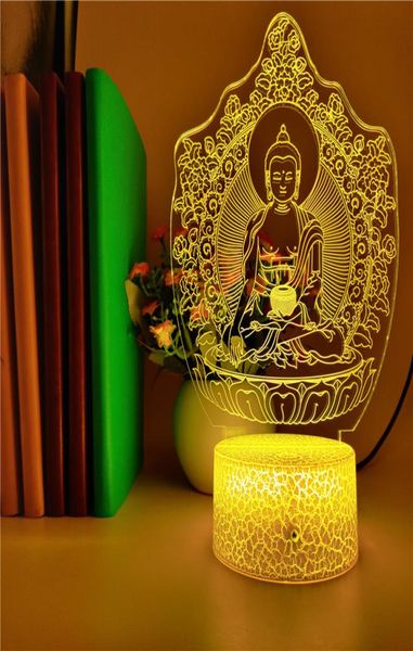 USB -Desk -Lampe 3d Acrylnachtsensor Light Led die Lord Budda Figur Nachtlichtatmosphäre Dekoration aufrichtiges Geschenk für Buddhist1439903