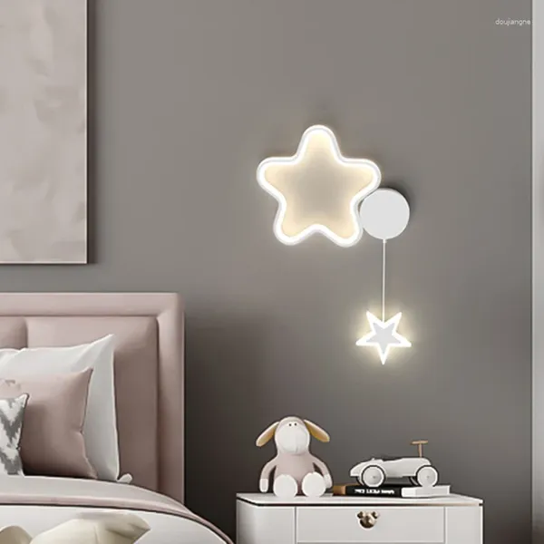 Lampada da parete Lampade da comodino creative per la camera dei bambini Modern Cartoon Stars Moon Cloud Boy Girl Bedroom Decor Luci di illuminazione