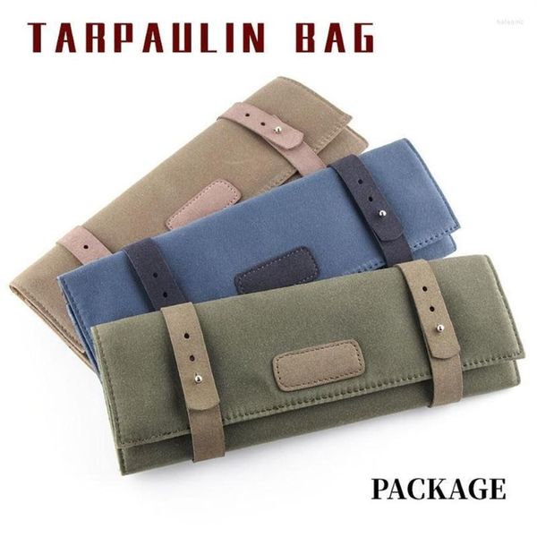 Uhrenboxen Hüllen Canvas Nylon Öl Wachs Tasche Tasche Werkzeuge Kofferhalter Organizer Tragbare Militäruhren Schmuck Display 007 Water244w