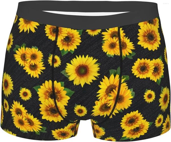 Cuecas masculinas cuecas boxer briefs girassol breve macio respirável estiramento cintura larga para homens meninos