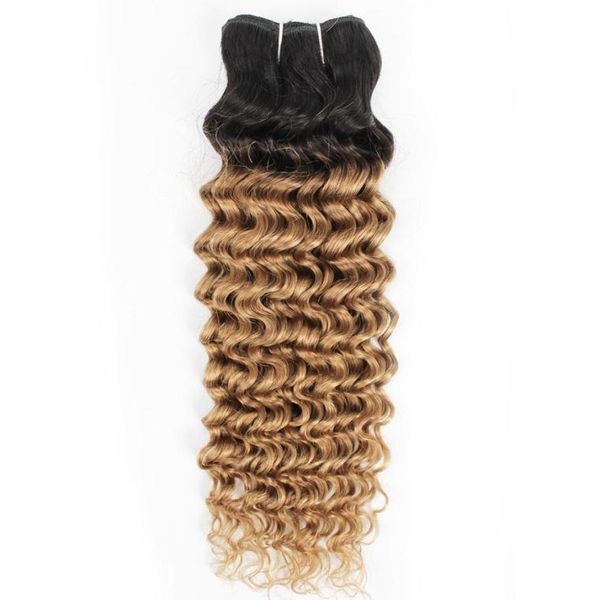 Onda profunda indiana cabelo encaracolado tecer pacotes 1b27 ombre mel loira dois tons 1 pacotes 1024 polegada peruano malaio cabelo humano ext1125807