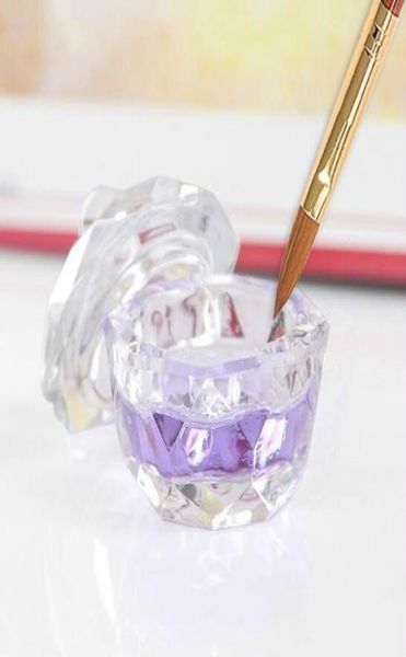 Nail Art Acryl Kristallglas Dappen Dish Schüssel Tasse mit Deckel Flüssiges Glitzerpulver Kaviar rund MJ047633720