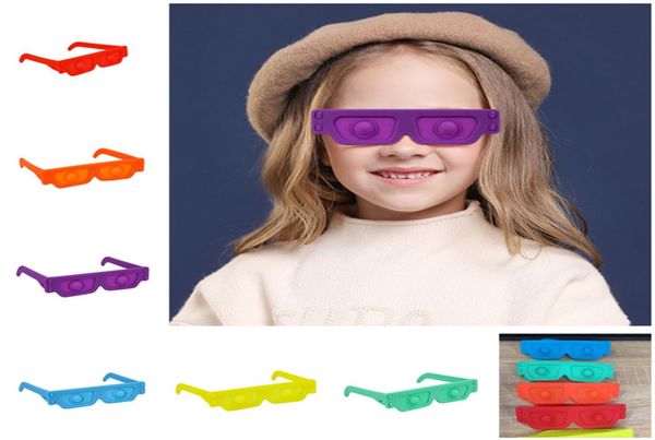 Party Supplies Sonnenbrille Form Spielzeug pro Blase Squeeze Sensorische Puzzles Push Bubbles Silikon Sonnenbrille Desktop-Spiel Kinder Geschenk 6 Farben1907233