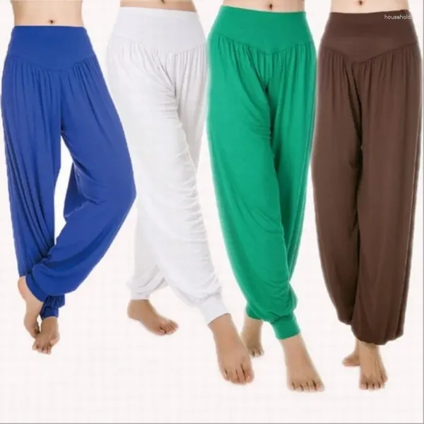 Calças ativas femininas yoga plus size esportes leggings colorido bloomers dança taichi modal feminino calças