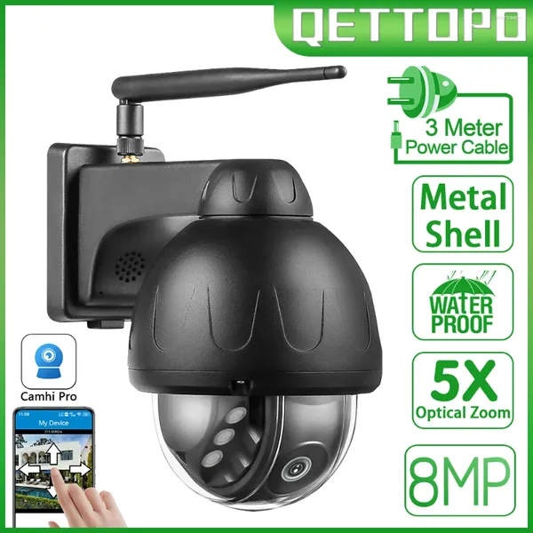 Qettopo 4K 8MP Vollmetall 5G WIFI Überwachungskamera Nachtsicht Auto Tracking Wasserdicht PTZ IP-Sicherheitskamera