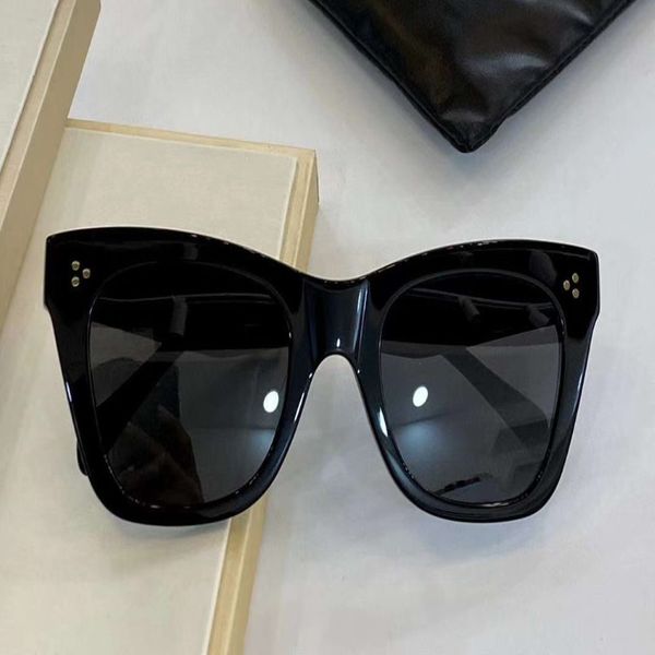 Óculos de sol olho de gato quadrado preto lente cinza s004 óculos de sol feminino design sonnenbrille des lunettes de soleil novo com box2473