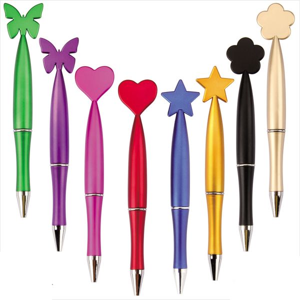 Шариковая ручка в виде бабочки, сердца и звезды, милые ручки Kawaii, деловая ручка, черные чернила для офиса, школьная ручка, вечерние подарки для детей