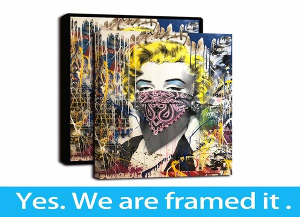 Banksy Graffiti Street Art Colorato Marilyn di Mr. Brainwash Ritratto Stampe su tela Pittura a olio Poster Pittura murale Home Decor4187204