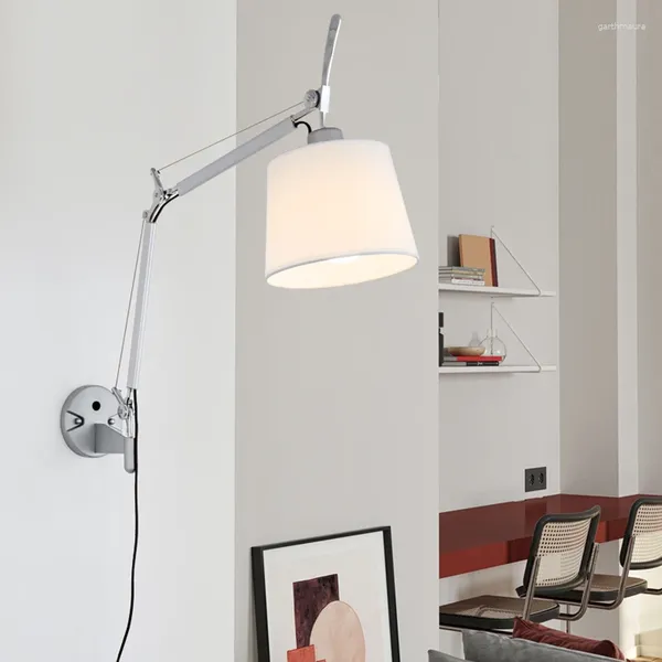 Wandlampen Nordic Industrial Lights Schlafzimmer Nachttischlampe faltbar mit Swing Long Arm Study Table Reading E27