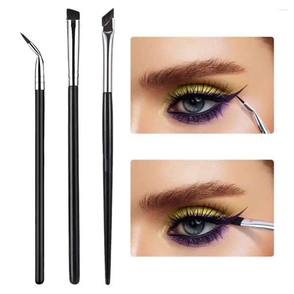 Pennelli per trucco Pennello per eyeliner ad angolo fine Strumento per occhi per sopracciglia piatto ad angolo di precisione ultra sottile