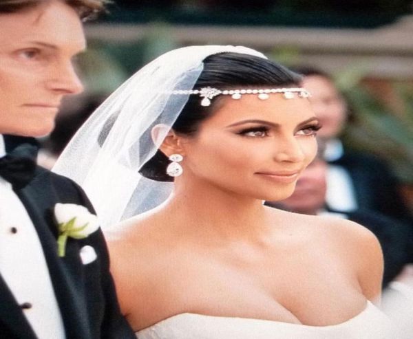 Moda Kim Kardashian casamento tiaras de noiva coroas cristais contas handwork tiaras cabelo headpieces acessórios de jóias de noiva ho6875998