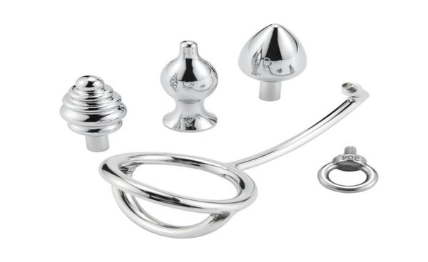 Novo conjunto de plugues anal hookbutt 5 peças em um metal de aço inoxidável anel de atraso de gancho anal duplo usa expansão anal bloqueio de masturbação rin8387727