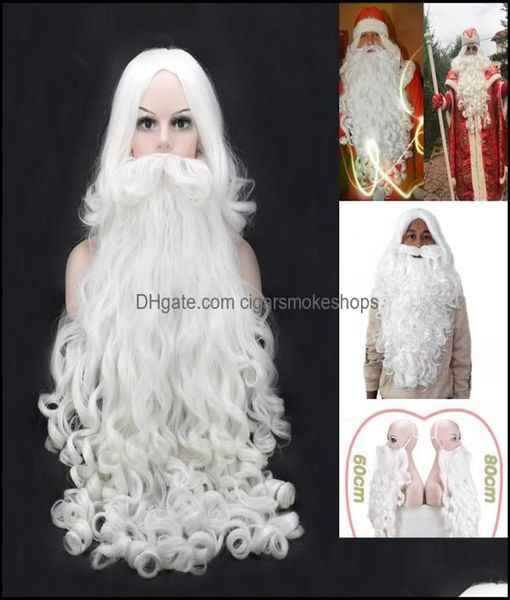 Decorazioni natalizie Forniture per feste festive Giardino domestico Regalo Parrucca e barba di Babbo Natale Capelli sintetici Parrucche corte Cosplay per Me2988898