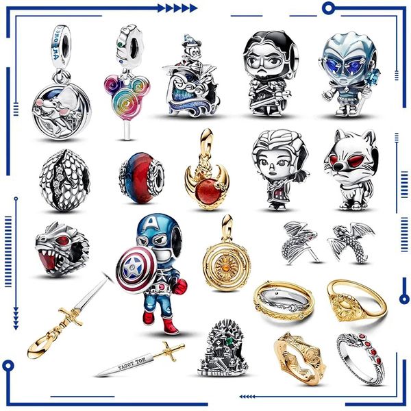 925 Silber Fashion Captain Sword Bead Charm Geeignet für PAN-Armbandschmuck Damen Sun Moon Herocross Throne Charm Kostenlose Lieferung