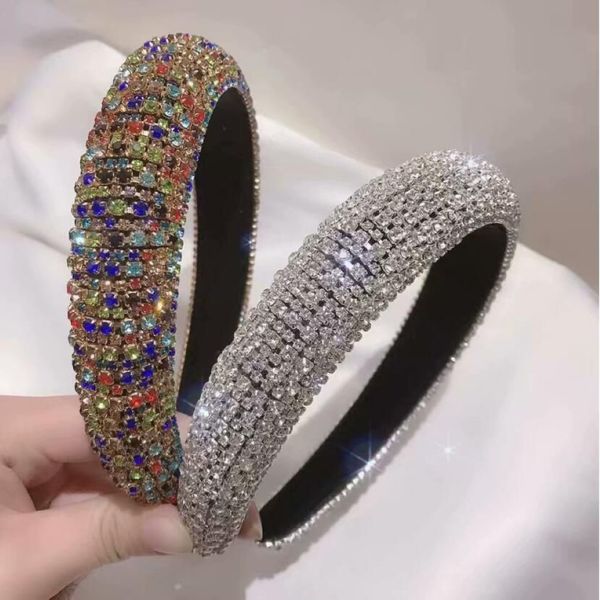 -Korlu Koreli tam delinmiş kadife alt ağır endüstri kafa bandı yanıp sönen rhinestones retro tarzı saray moda mizaç 203m