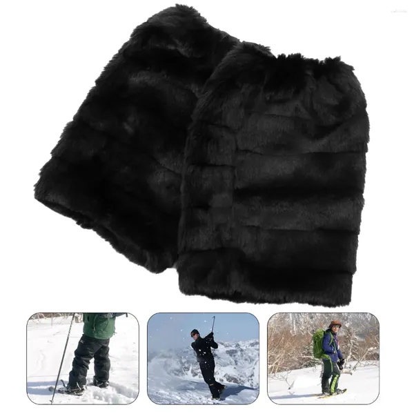 Damen-Socken, lange Fußsocken, Damen-Beinschützer aus Kunstpelz, schwarze Stiefel, pelzige Wärmer, Wintermanschette für Damen-Sets