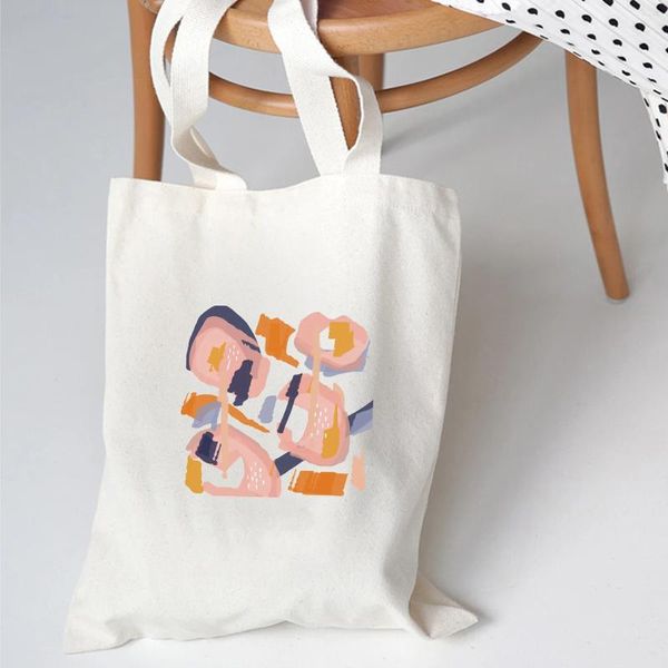 Сумки для покупок, художественная эстетическая женская сумка, холст с абстрактным принтом, повседневная тканевая сумка на плечо для девочек, женская сумка-шоппер