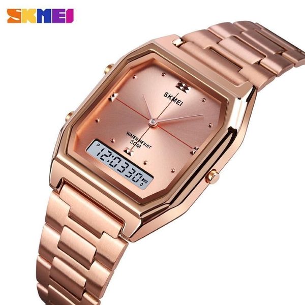 SKMEI 1612 Top Brand di Lusso In Acciaio Inox Signore Femminile Cronometro Elettronico Calendario Orologio Da Donna Orologi Al Quarzo Montre Femme 202348