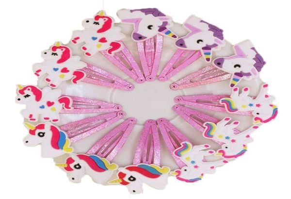 Neue 100 teile/los 4 Farben Glitter Einhorn Haarspangen Cartoon Tier Haar Clips Nette Kunststoff Haarnadeln Kinder Kopfbedeckungen Haar Zubehör f5053796