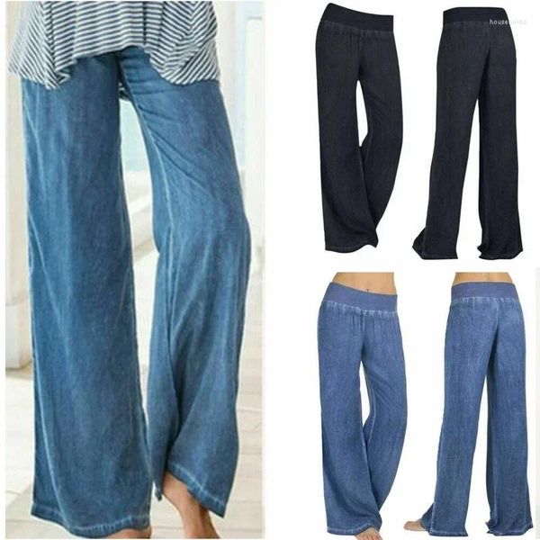 Calças femininas 2024 outono e inverno perna larga casual solto yoga longo parágrafo palazzo jeans