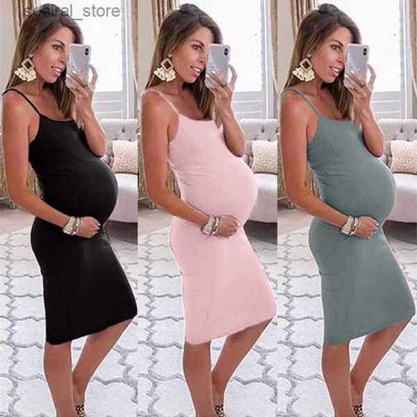 Платья для беременных Одежда для беременных Женская летняя беременных с круглым вырезом Мини-платье-туника Леди Повседневное однотонный сарафан L240308