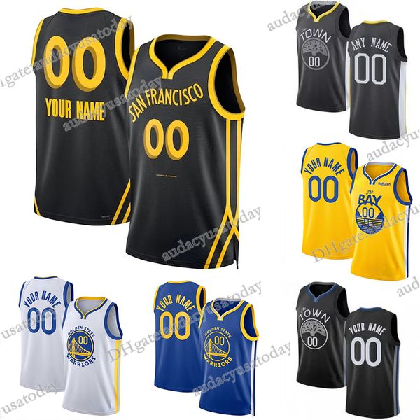 30 11 23 Vintage Stephen Curry Klay Thompson Jersey de basquete Mens Crianças Draymond Green Andrew Wiggins Poole Guerriários 2024 2023 City Shirt Edition Blue Black Jersey