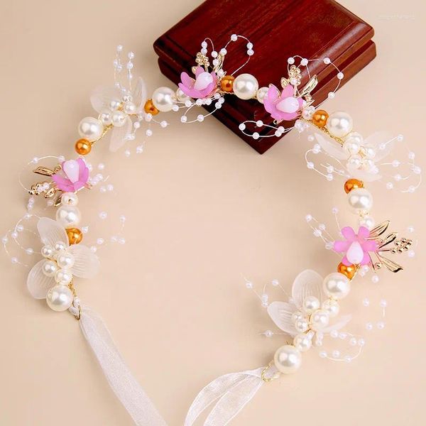 Accessori per capelli Ghirlanda Fascia per capelli Copricapo di perle Ragazza elegante Matrimonio imitazione fiore