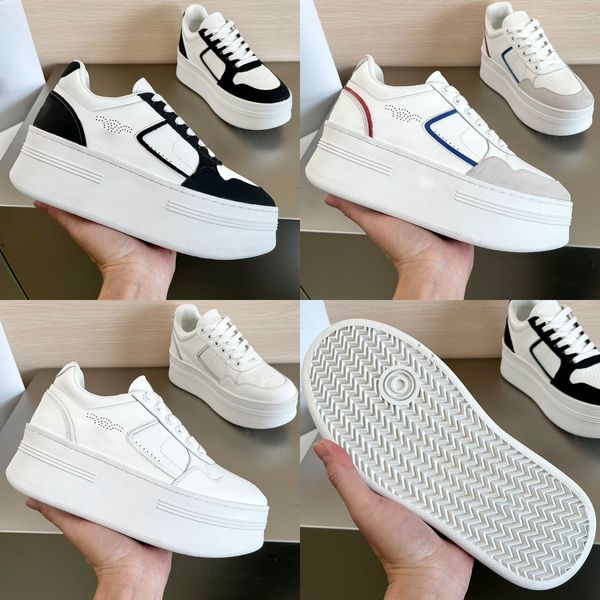 Novo designer de moda feminino anti deslizamento sola grossa tênis tênis casual couro baixo superior sapatos rendas até borracha grande sola conforto versátil tênis feminino