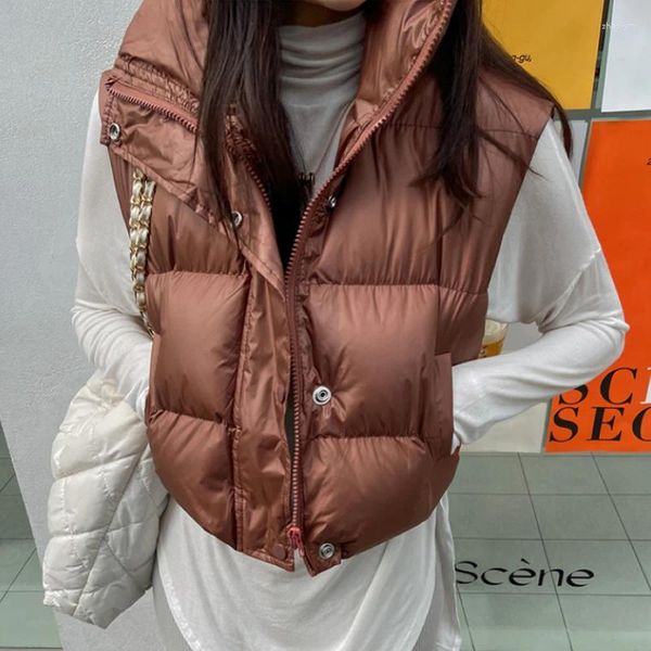 Damenwesten Koreanische Mode Ärmellose Strickjacke Frauen Winterkleidung Weibliche Frau Warme Weste Lässige Mädchen Schöne Oberbekleidung Crop