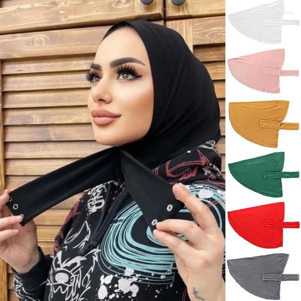 Abbigliamento etnico Modale Donne musulmane Hijab Islamico Underscarf Cappellino interno con bottone Donna Islam Turbante Cofano Turbante Mujer