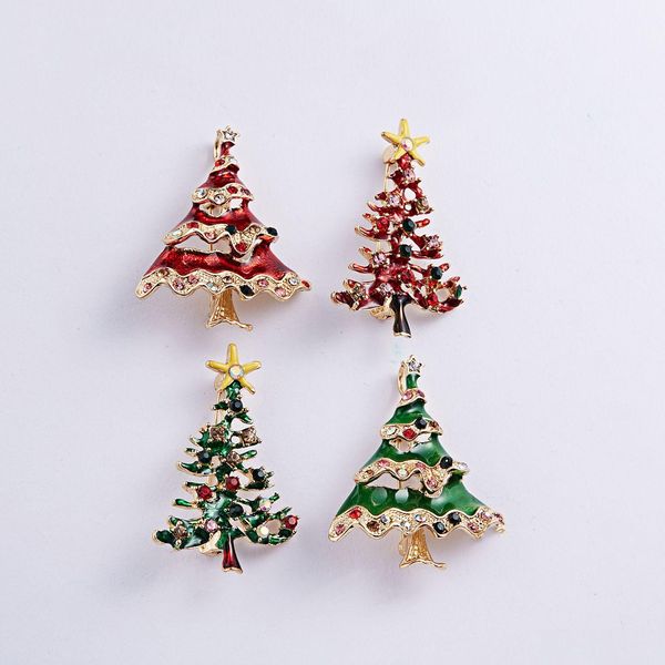 Pins, spille 14 stili colorf cristallo rinostone albero di Natale per spillo da spilla per la festa di gioielleria abbigliamento pavimentali cavi drive drive dhi8g