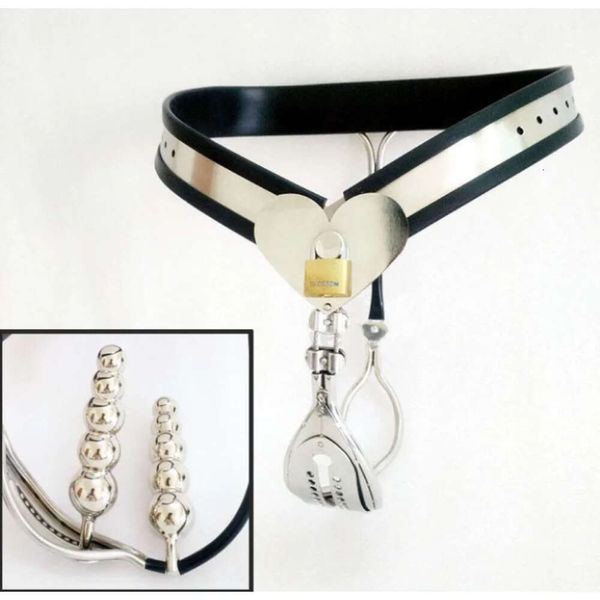 Cintura di castità femminile a forma di cuore con chiusura a schiava con foro per plug vaginale anale, biancheria intima da donna, giocattoli bondage