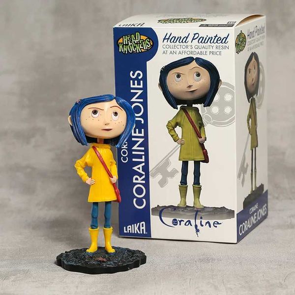 Anime Manga Coraline Jones Head Knocker Bobble Head Modelo Figura Boneca Decoração Brinquedos Hobbies Presente de Feriado J240308