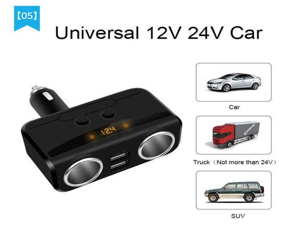 YANTU USB per accendisigari presa accendisigari 12V24V adattatore di alimentazione Max 5V 31A caricatore per auto doppio USB con voltmetro LCD5142583