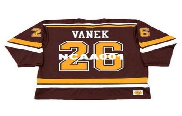 001 26 THOMAS VANEK Minnesota Gophers 2003 Retro-Hockey-Heimtrikot oder individuelles Retro-Trikot mit beliebigem Namen oder Nummer8582650