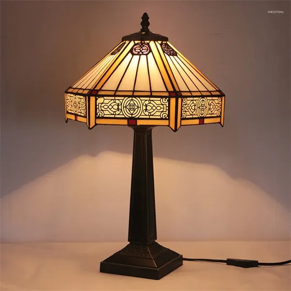 Lampade da tavolo TEMAR Lampada in vetro Tiffany LED Lampada da scrivania semplice creativa vintage per la decorazione del comodino della camera da letto del soggiorno della casa