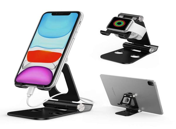 Universeller verstellbarer Handyhalter für iPhone 12 Xs Pro Max XR Samsung Kunststoff-Telefonständer Schreibtisch Tablet Klappständer Desktop2780842