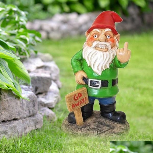 Kunst und Handwerk Harz Freche Gartenzwerg Statue Weihnachten Dress Up DIY Dekoration Dekor Geschenk Dekorationen 210804 Drop Lieferung nach Hause G Dhfyo