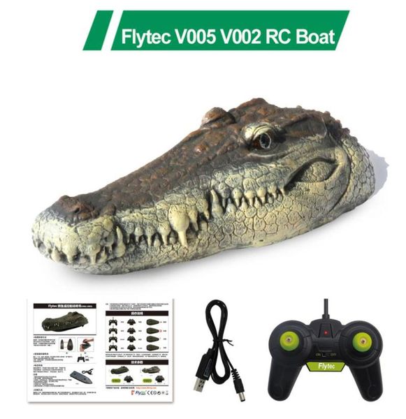 Flytec V005 V002 RC Barco 24G Simulação Cabeça de Crocodilo RC Controle Remoto Barco de Corrida Elétrico para Adultos Piscinas Cabeça Spoof Toy Y2008399510