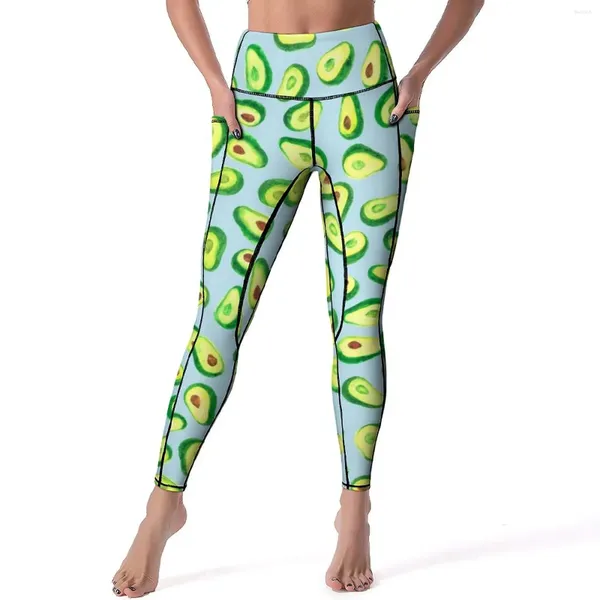 Leggings femininas padrão de frutas calças de yoga sexy abacate amor impressão personalizado cintura alta ginásio leggins feminino engraçado calças esportivas de secagem rápida