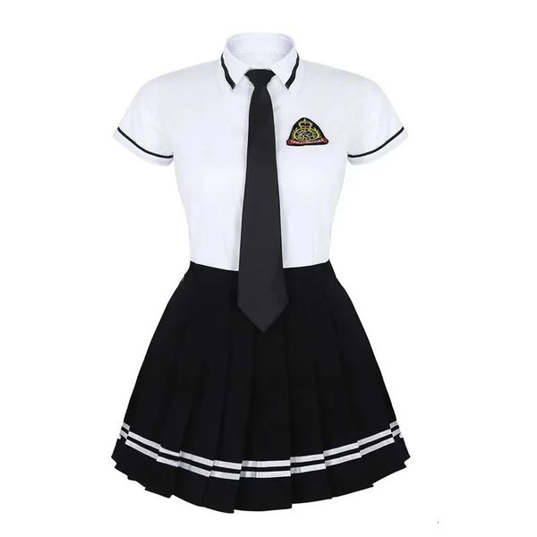 2023 японская школьная форма, костюм, белая футболка с короткими рукавами, топ, плиссированная юбка, косплей, корейский комплект студенческих костюмов для девочек 240301