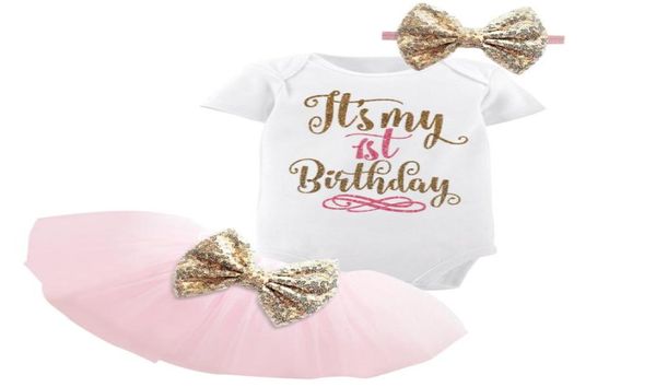 1 Jahr Baby Mädchen Geburtstagskleid Kinder Babykleidung Gold Schleife 6 Monate 1. 2. Geburtstag Taufkleider für Mädchen Partykleidung6074816