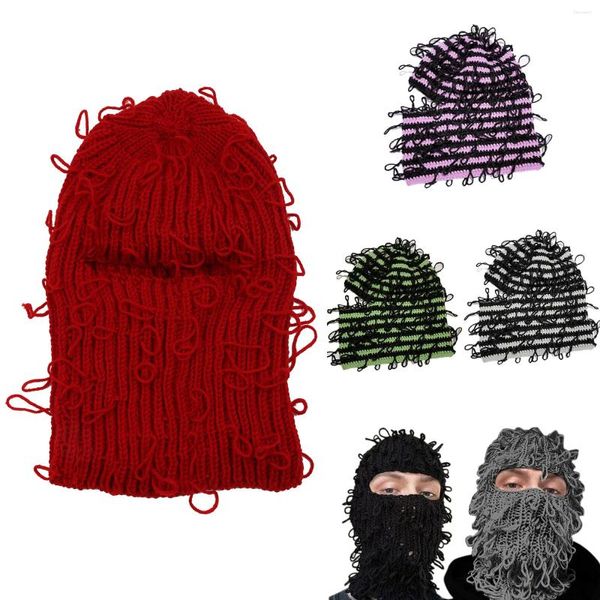 Berets Fun Ghost Balaclava Homens Traje Chapéus Presente de Halloween Quente Soft Crochet Bucket Hat