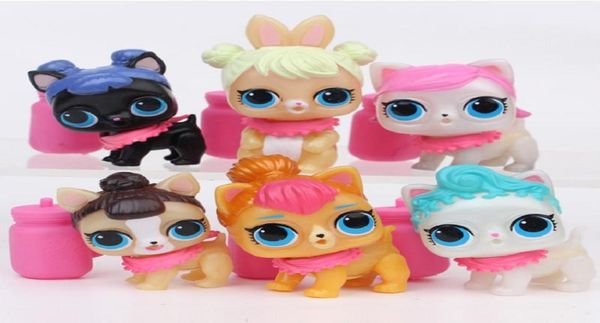 6 pzset Cartoon Pet Dog PVC Action Figure Toy Disimballaggio lol Doll Toys Bambini Simpatici giocattoli educativi Ragazze Compleanno Regali di Natale5277449