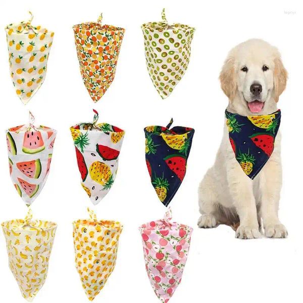 Abbigliamento per cani Sciarpa Bandana Bavaglini per gatti Stampa di frutta Ananas Banana Pera Modello Plaid di cotone Accessori lavabili