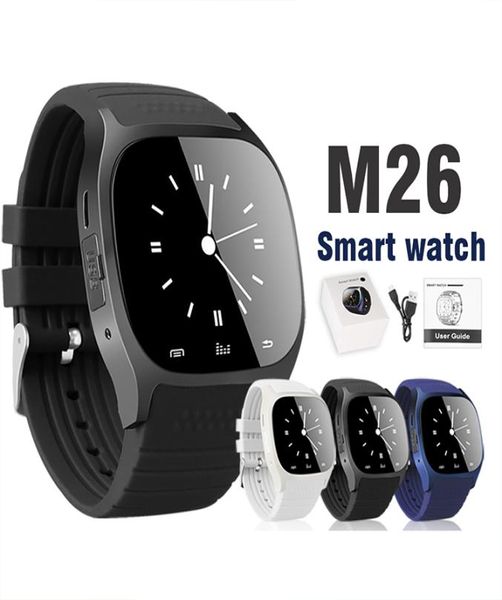 Bluetooth relógio inteligente m26 relógio de pulso para android relógio inteligente dial telefone para samsung s8 sistema android no varejo package2212710